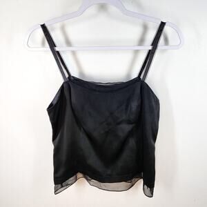 Juliana Collezione Black Satin Tank Blouse Size 0 or XS 90s Cottagegoth Rave